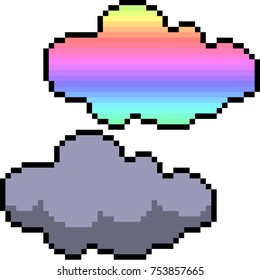 Vector Pixel Art Cloud Isolated