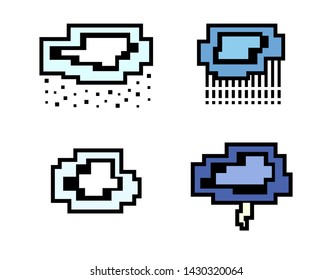 Vector pixel art clouds. Different weather set
