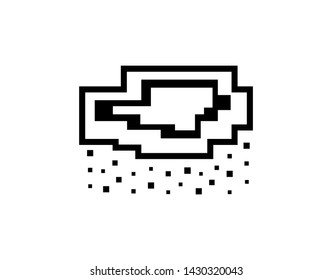 Vector pixel art clouds with falling snow