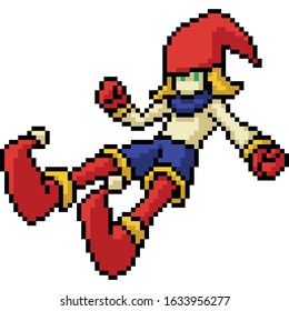 vector pixel art clown doll isolated cartoon