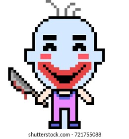 vector pixel art clown thriller isolated
