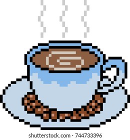 vector pixel art coffee cup isolated