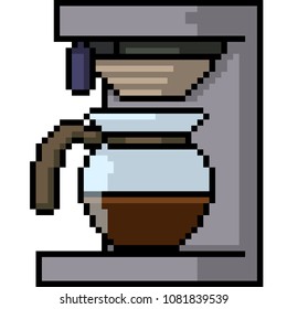 vector pixel art coffee machine isolated cartoon
