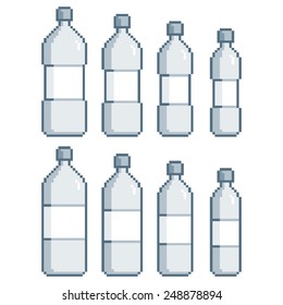 Vector pixel art collection bottles