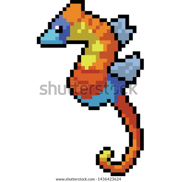 Vector Pixel Art Colorful Seahorse Isolated Stock Vector (Royalty Free ...