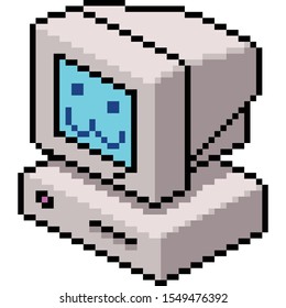 vector pixel art computer isolated cartoon