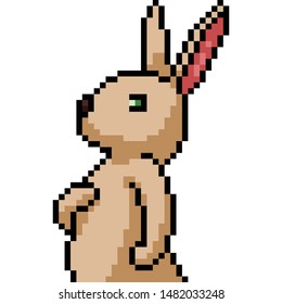 vector pixel art confident rabbit isolated cartoon