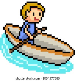 vector pixel art connu boat isolated cartoon