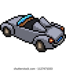 vector pixel art convertible car isolated cartoon