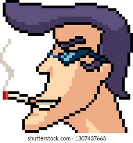 vector pixel art cool man isolated cartoon