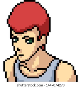 vector pixel art cool man isolated cartoon