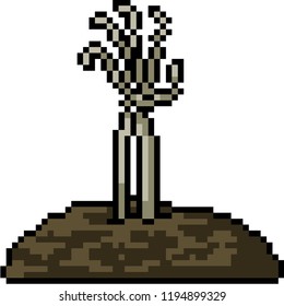 vector pixel art corpse hand isolated cartoon
