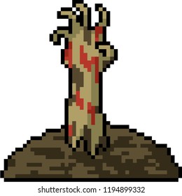 vector pixel art corpse hand isolated cartoon
