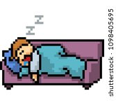 vector pixel art couch sleep isolated cartoon