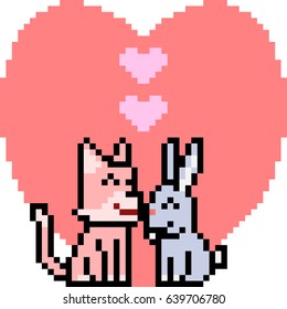 vector pixel art couple pet