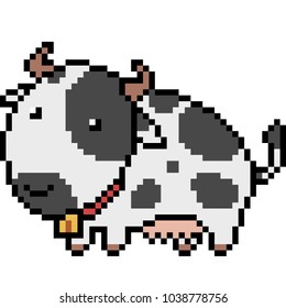 Vector Pixel Art Cow Isolated Cartoon