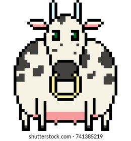 vector pixel art cow isolated