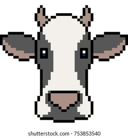 Vector Pixel Art Cow Isolated