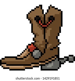 vector pixel art cowboy boot isolated cartoon