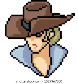 vector pixel art cowboy isolated cartoon