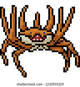 vector pixel art crab monster isolated cartoon