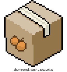 vector pixel art crate box isolated cartoon