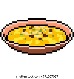 vector pixel art cream soup food isolated