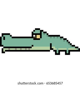 vector pixel art crocodile cartoon
