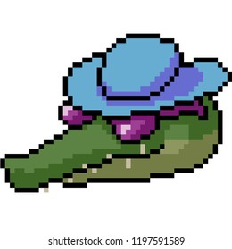 vector pixel art crocodile head isolated cartoon
