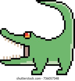 vector pixel art crocodile isolated