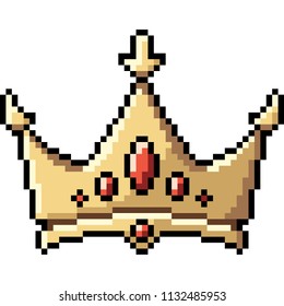 Vector Pixel Art Crown Isolated Cartoon