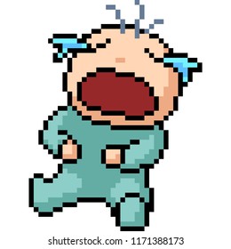 vector pixel art cry baby isolated cartoon
