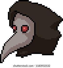 vector pixel art cult mask isolated cartoon