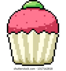 vector pixel art cup cake isolated cartoon