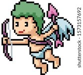 vector pixel art cupid isolated cartoon