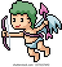 vector pixel art cupid isolated cartoon