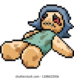 vector pixel art curse doll isolated cartoon