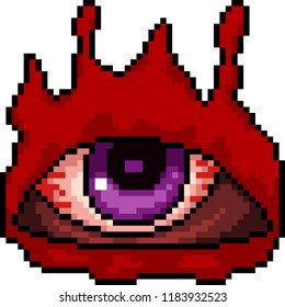vector pixel art curse eye isolated cartoon