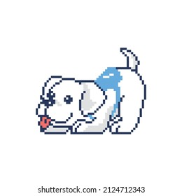 Vector pixel art cute dog isolated
