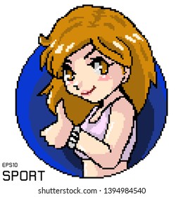 vector pixel art of a cute sporty girl