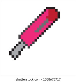 vector pixel art cutter knife isolated 