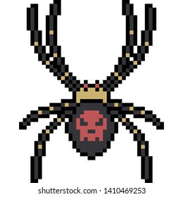 vector pixel art dangerous spider isolated cartoon