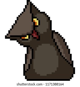 vector pixel art dark owl isolated cartoon