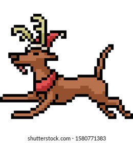 vector pixel art deer dog isolated cartoon