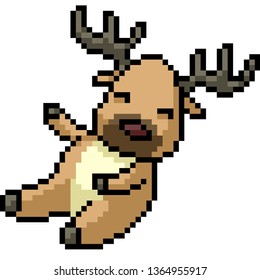 vector pixel art deer doll isolated cartoon