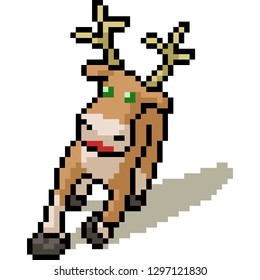vector pixel art deer isolated cartoon