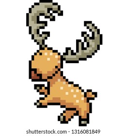 vector pixel art deer jump isolated cartoon