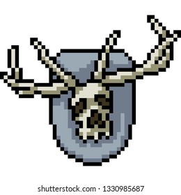 vector pixel art deer skull isolated cartoon