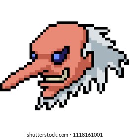 vector pixel art demon head isolated cartoon