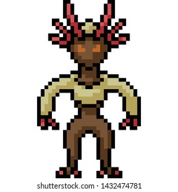 vector pixel art demon isolated cartoon